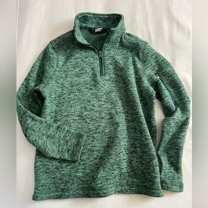 Landsend Zip Up Women Green Heathered Hiking Outdoor Fleece